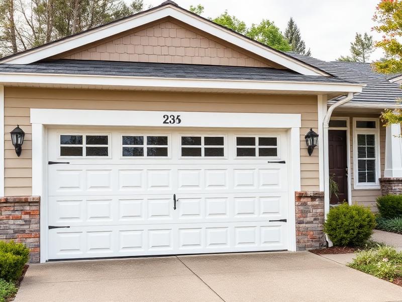 Traditional garage door on family home